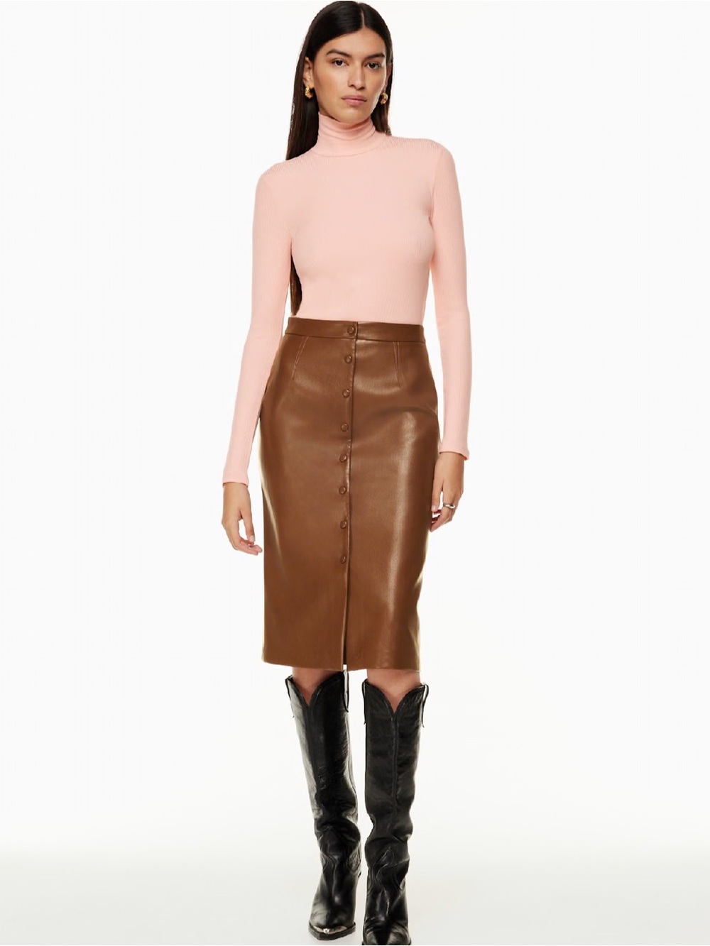 aritzia Wilfred Manor vegan leather Skirt size 4 brown